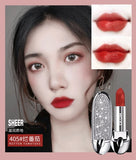 HOJO Matte Lipstick Shiny Diamond Gold Silver Nude Waterproof Long Lasting 8 colors Gorgeous Makeup Cosmetics With Mirror