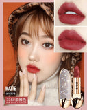 HOJO Matte Lipstick Shiny Diamond Gold Silver Nude Waterproof Long Lasting 8 colors Gorgeous Makeup Cosmetics With Mirror