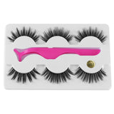 3 Pairs 6D Mink False Eyelashes With Tweezer Crisscross Natural Makeup Eyelash Fluffy Mink Fake Lashes for Women's Fashion