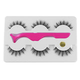 3 Pairs 6D Mink False Eyelashes With Tweezer Crisscross Natural Makeup Eyelash Fluffy Mink Fake Lashes for Women's Fashion