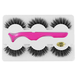 3 Pairs 6D Mink False Eyelashes With Tweezer Crisscross Natural Makeup Eyelash Fluffy Mink Fake Lashes for Women's Fashion