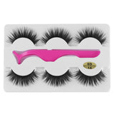 3 Pairs 6D Mink False Eyelashes With Tweezer Crisscross Natural Makeup Eyelash Fluffy Mink Fake Lashes for Women's Fashion