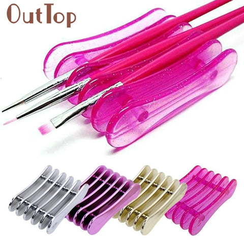 5 Grid Nail Art Penholder Nails Salon Brush Rack Accessory Tool Manicure UV Gel Crystal Brush Storage holder Dropship 30p113