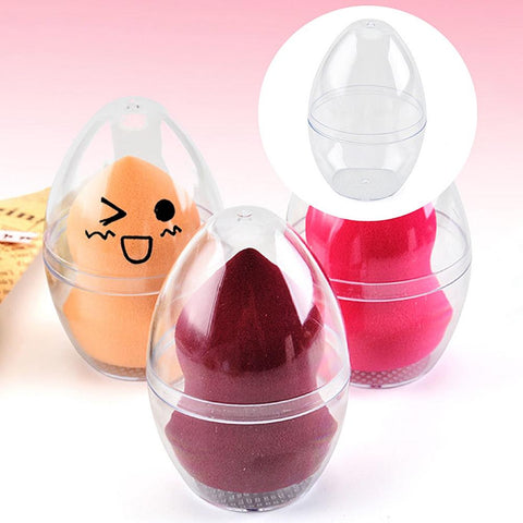 1pc Stand Storage Box Cosmetic Egg Puff Case holder Accessorie  Egg Shaped Transparent Empty Makeup Sponge Shaper Puff Holder