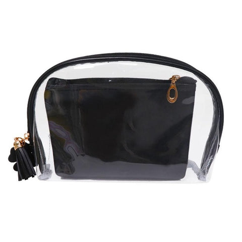 PU Transparent Cosmetic Bag Waterproof Clear Pouch Organizer Makeup Bags Women Travel Toiletry Case Accessories With A Small Bag