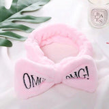 2019 New OMG Letter Coral Fleece Wash Face Bow Headbands For Women Girls Headbands Headwear Hair Bands Turban Hair Accessories