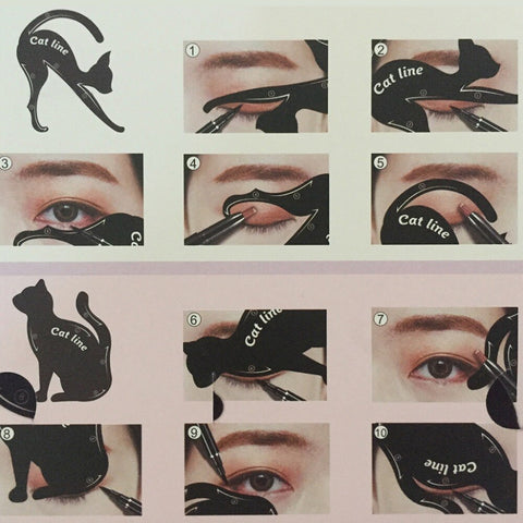 2 Pcs Eyeliner Drawing Cat Shape Template Cards Fashion Cosmetic Tool Kits Smoky Cat Eyes Makeup Accessory Beginner Use