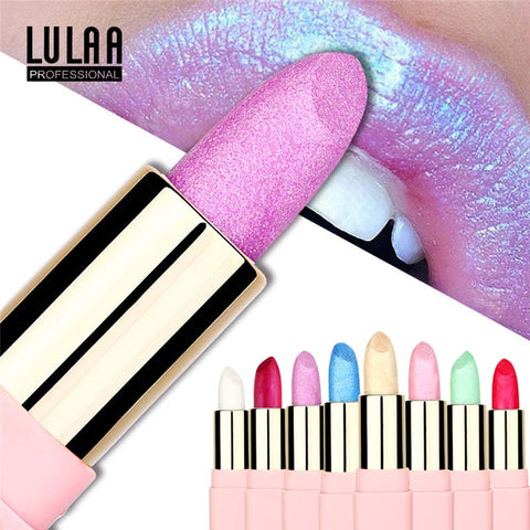 LULAA Colorful Glitter Metallic Lipstick Long Lasting Shiny Highlighter Waterproof Lip Stick Waterproof Makeup Cosmetic Lipstick