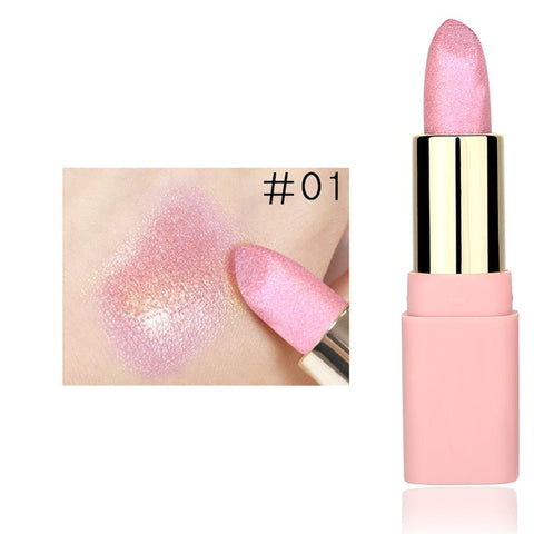 LULAA Colorful Glitter Metallic Lipstick Long Lasting Shiny Highlighter Waterproof Lip Stick Waterproof Makeup Cosmetic Lipstick