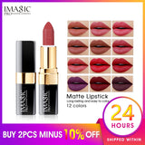 IMAGIC new 12 color lip makeup cream lipstick waterproof lasting light color sexy red lipstick beauty matte eyeliner lipstick