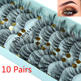 10 Pairs 3D Faux Mink Hair False Eyelashes Fluffy Wispy Multilayer Flutter Eyelash Faux Mink Eye Lashes Extension Makeup Tools