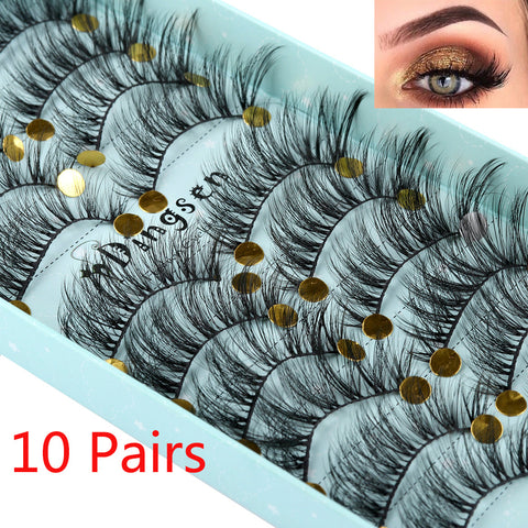 10 Pairs 3D Faux Mink Hair False Eyelashes Fluffy Wispy Multilayer Flutter Eyelash Faux Mink Eye Lashes Extension Makeup Tools